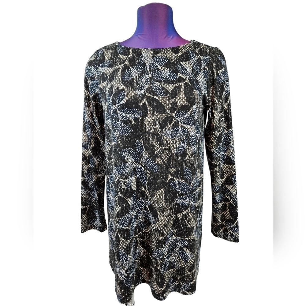 J. Jill‎ Wearever Collection Floral Slinky Knit Long Sleeve Tunic Top Size Small - Picture 7 of 7
